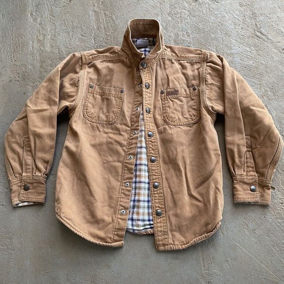 Carhartt Other - Carhartt Flannel Lined Shirt Jacket Button Up Kids Size Small 8/10